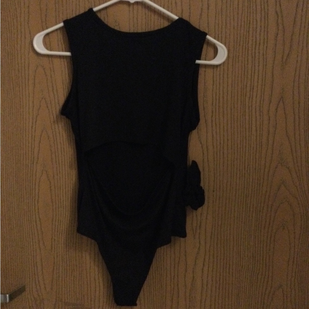 SAY anything womens black bodysuit w/black scrunchie size large
